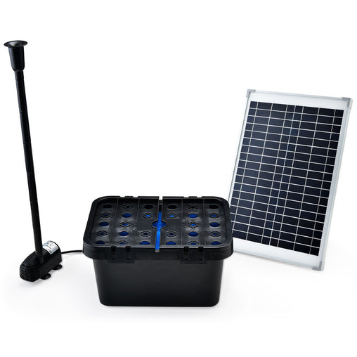 PROTEGE 10W Solar Powered Water Fountain Pump Pond Kit with Eco Filter Box - ozily