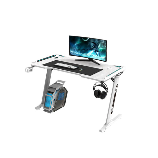 EKKIO RGB Gaming Desk Z Shape White 140cm EK-GD-109-AL - ozily