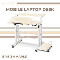 Ekkio Mobile Desk Detachable Sideboard British Maple EK-MD-104-VAC/EK-MD-104-YM - ozily
