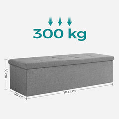 SONGMICS 110cm Storage Ottoman Bench Light Grey - ozily