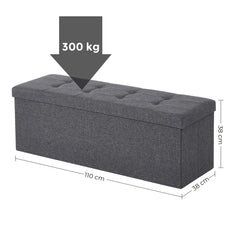 SONGMICS 110cm Folding Storage Ottoman Bench Foot Rest Stool Dark Gray - ozily