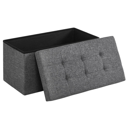 SONGMICS 76cm Folding Storage Ottoman Bench Foot Rest Stool Dark Gray - ozily