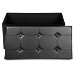 SONGMICS 76cm Folding Storage Ottoman Bench Footrest Black - ozily