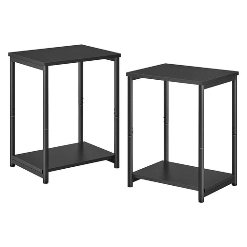 VASAGLE Side Table Set of 2 Charcoal Gray and Black with Storage Shelf LET272B16 - ozily