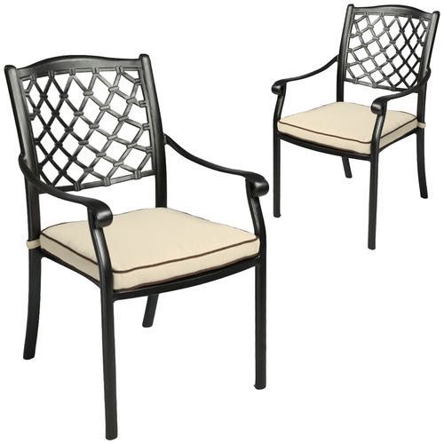 Fiji Metal Outdoor Dining chair with cushions (1 pair) - ozily