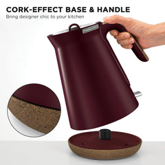 Morphy Richards 1.5L Aspect Kettle - Maroon with Cork-Effect Trim - ozily