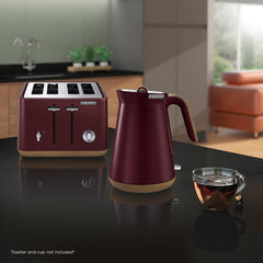 Morphy Richards 1.5L Aspect Kettle - Maroon with Cork-Effect Trim - ozily