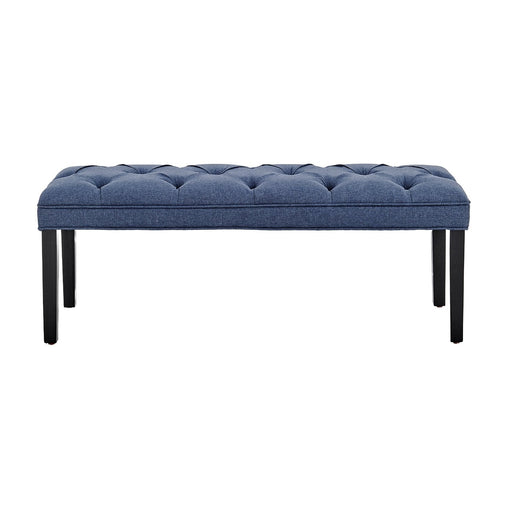 Sarantino Cate Button-tufted Upholstered Bench With Tapered Legs By Sarantino - Blue Linen - ozily