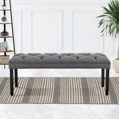 Sarantino Cate Button-tufted Upholstered Bench With Tapered Legs - Dark Grey Linen - ozily