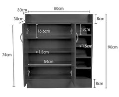 Sarantino New 21 Pairs Shoe Cabinet Rack Storage Organiser Shelf 2 Doors Cupboard Black - ozily