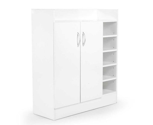 Sarantino New 21 Pairs Shoe Cabinet Rack Storage Organiser Shelf 2 Doors Cupboard White - ozily