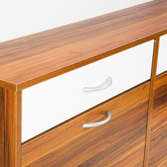 Sarantino 24 Pairs Shoe Cabinet Rack Storage Cupboard Organiser Shelf Walnut Drawers Chest - ozily