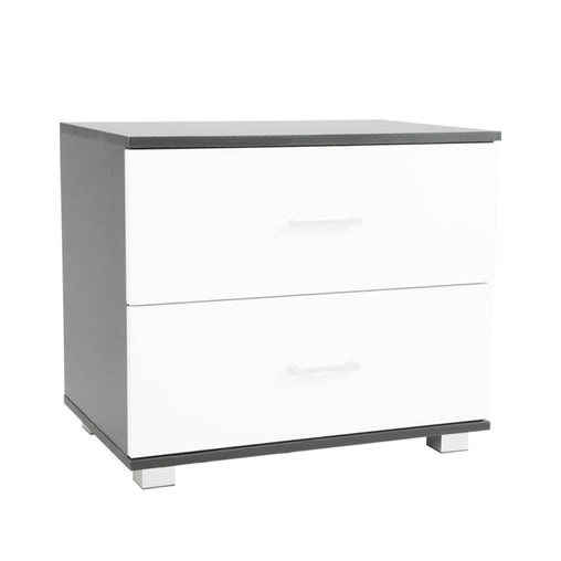 Sarantino Bedside Table Cabinet Storage Chest 2 Drawers Lamp Side Nightstand White Black - ozily