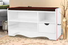 Sarantino 14 Pairs Shoe Cabinet Rack Storage Organiser Shelf Stool Bench Wood - Beech - ozily