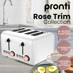 Pronti Toaster, Kettle & Coffee Machine Breakfast Set - White - ozily