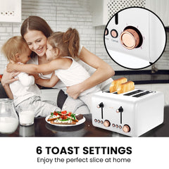 Pronti Toaster, Kettle & Coffee Machine Breakfast Set - White - ozily