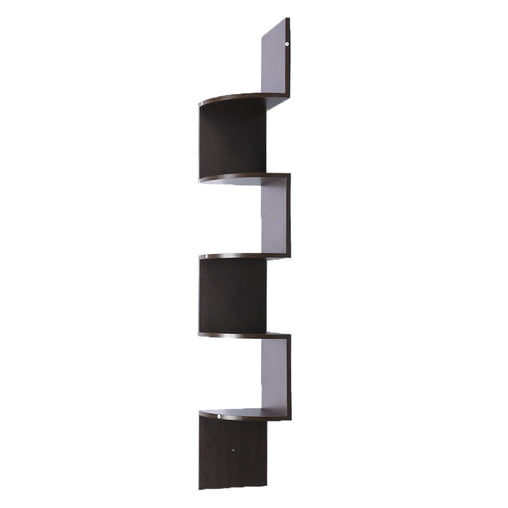 Sarantino 5 Tier Corner Wall Shelf Display Shelves Dvd Book Storage Rack Floating Mounted - Dark Brown - ozily