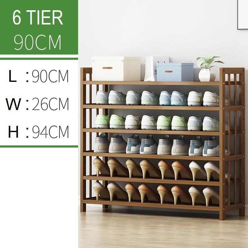 6 Tier Tower Bamboo Wooden Shoe Rack Corner Shelf Stand Storage Organizer - ozily