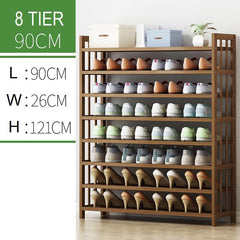 8 Tier Tower Bamboo Wooden Shoe Rack Corner Shelf Stand Storage Organizer - ozily