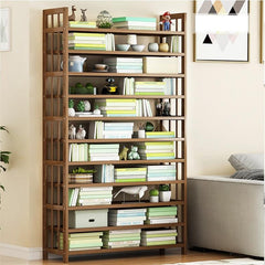 8 Tier Tower Bamboo Wooden Shoe Rack Corner Shelf Stand Storage Organizer - ozily