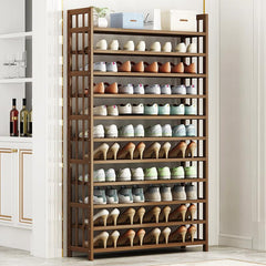 10 Tier Tower Bamboo Wooden Shoe Rack Corner Shelf Stand Storage Organizer - ozily