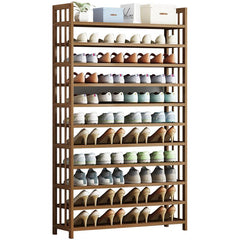 10 Tier Tower Bamboo Wooden Shoe Rack Corner Shelf Stand Storage Organizer - ozily