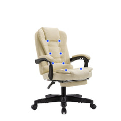 8 Point Massage Chair Executive Office Computer Seat Footrest Recliner Pu Leather Khaki - ozily