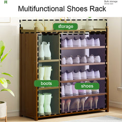 7 Tier Tower Bamboo Wooden Shoe Rack Boot Shelf Stand Storage Organizer - ozily
