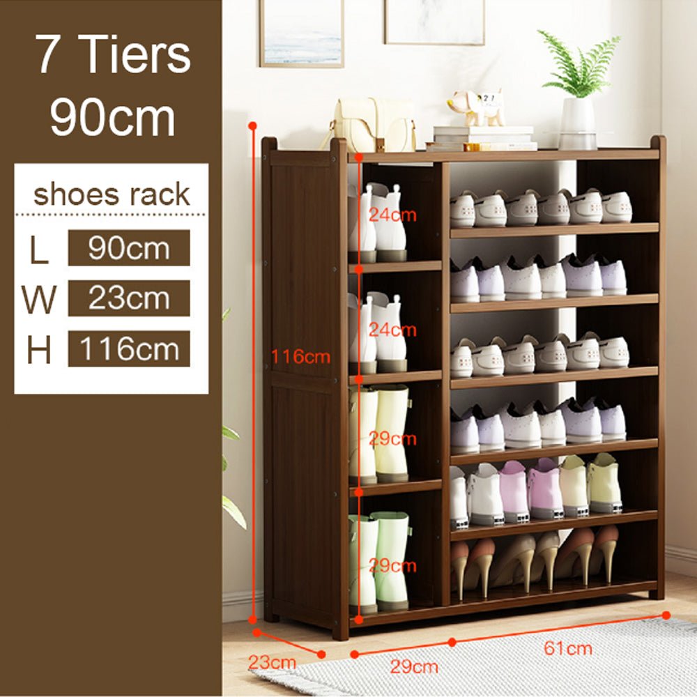 7 Tier Tower Bamboo Wooden Shoe Rack Boot Shelf Stand Storage Organizer - ozily