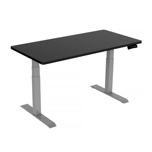 140cm Standing Desk Height Adjustable Sit Stand Motorised Grey Dual Motors Frame Black Top - ozily