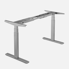 140cm Standing Desk Height Adjustable Sit Stand Motorised Grey Dual Motors Frame Maple Top - ozily