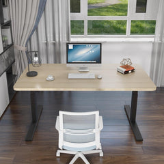 120cm Standing Desk Height Adjustable Sit White Stand Motorised Dual Motors Frame Black Top - ozily