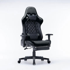 Gaming Chair Ergonomic Racing chair 165° Reclining Gaming Seat 3D Armrest Footrest Black White - ozily
