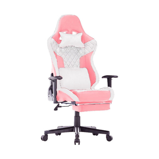 7 RGB Lights Bluetooth Speaker Gaming Chair Ergonomic Racing chair 165° Reclining Gaming Seat 4D Armrest Footrest Pink White - ozily