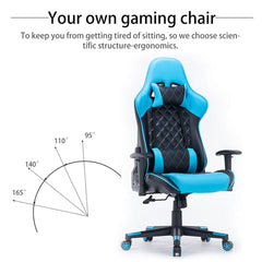 Gaming Chair Ergonomic Racing chair 165° Reclining Gaming Seat 3D Armrest Footrest Pink White - ozily