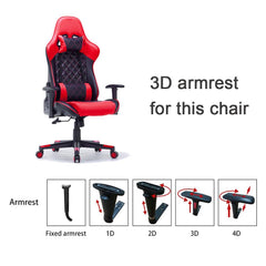 Gaming Chair Ergonomic Racing chair 165° Reclining Gaming Seat 3D Armrest Footrest Red Black - ozily
