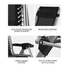 Kingsize Outdoor Folding Reclining Garden Beach Chair Sun Lounger Deck Recliner - ozily