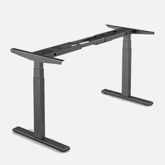 140cm Standing Desk Height Adjustable Sit Stand Motorised Black Single Motor Frame White Top - ozily