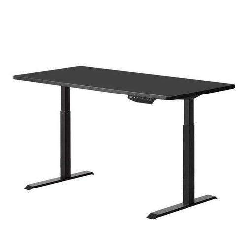 Standing Desk Height Adjustable Sit Stand Motorised Single Black Motor Frame 140cm White Top - ozily