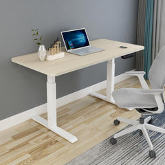 160cm Standing Desk Height Adjustable Sit Stand Motorised Grey Single Motor Frame White Top - ozily