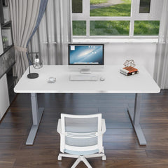 160cm Standing Desk Height Adjustable Sit Stand Motorised White Single Motor Frame Maple Top - ozily