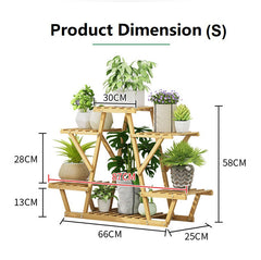 STAR Shape Bamboo Plant Stand Supplier Multi Tier Flower Rack for Indoor Outdoor Small - ozily