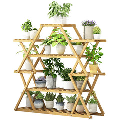 STAR Shape Bamboo Plant Stand Supplier Multi Tier Flower Rack for Indoor Outdoor Small - ozily
