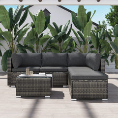 Ottoman-Style Outdoor Lounge Set in Grey - ozily