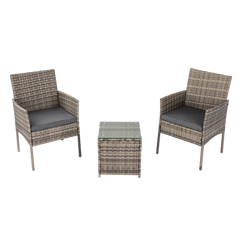 2 Seater PE Rattan Outdoor Furniture Chat Set- Mixed Grey - ozily