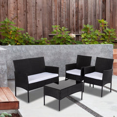 Ville 4-Seater PE Wicker Outdoor Lounge Sofa Set - ozily