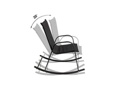 Rocking Chair High Back Rocker Chairs Steel Metal Textilene Fabric-Black - ozily