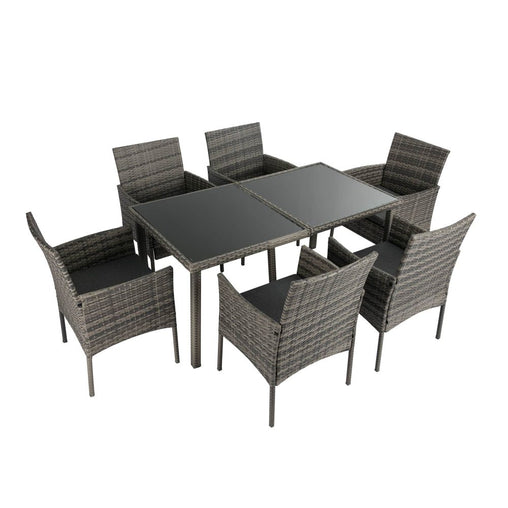 Rural Style Outdoor Grey Wicker 6 Seater Dining Set - ozily