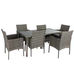 Rural Style Outdoor Grey Wicker 6 Seater Dining Set - ozily