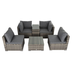 Outdoor Modular Lounge Sofa with Wicker End Table Set - ozily